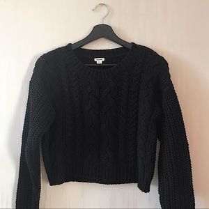 GARAGE Black Cable Knit Cropped Sweater